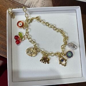 Gold Charm Bracelet with Multicolor Accents